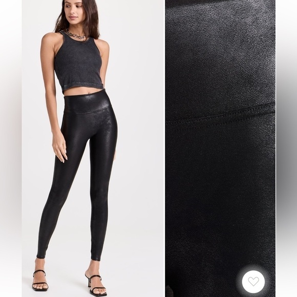 Spanx Black Faux Leather Compression Leggings - Picture 1 of 12